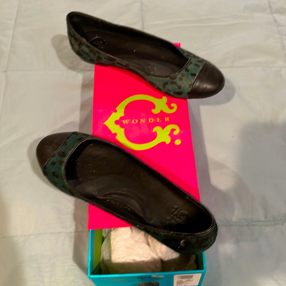 CWonder emerald and black leopard print ballet flat